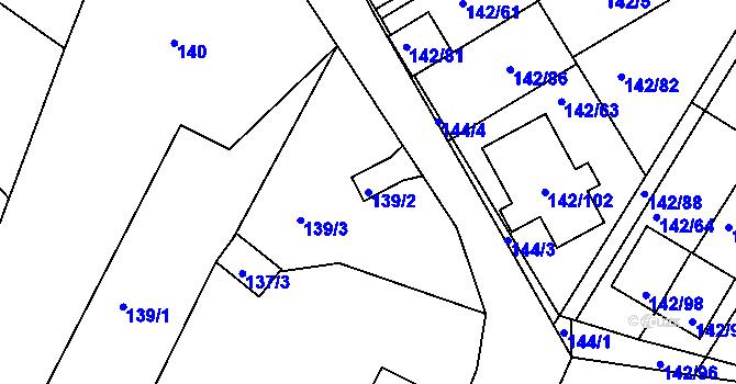 Parcela st. 139/2 v KÚ Starý Harcov, Katastrální mapa