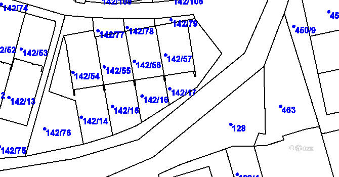 Parcela st. 142/17 v KÚ Starý Harcov, Katastrální mapa