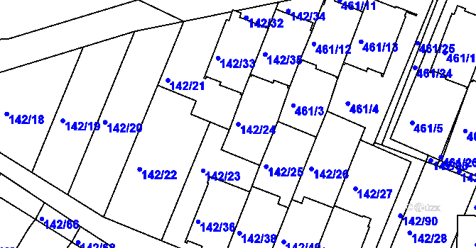 Parcela st. 142/24 v KÚ Starý Harcov, Katastrální mapa