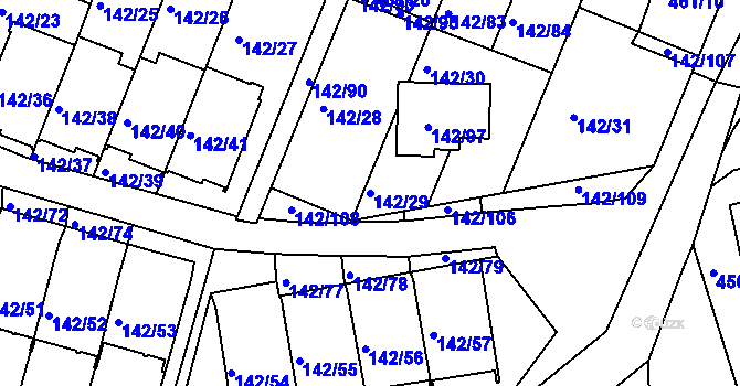 Parcela st. 142/29 v KÚ Starý Harcov, Katastrální mapa