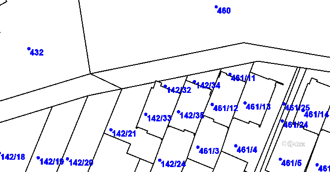 Parcela st. 142/32 v KÚ Starý Harcov, Katastrální mapa