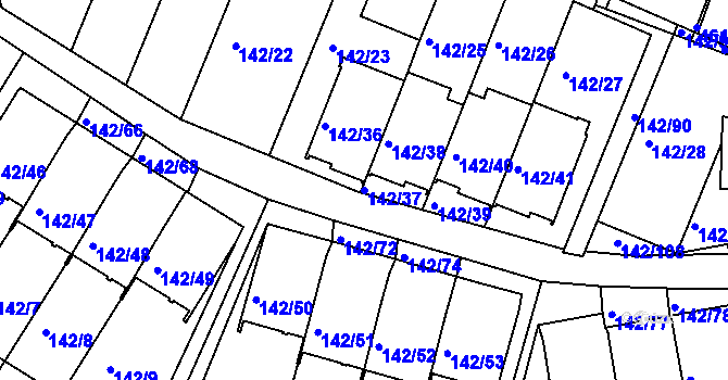 Parcela st. 142/37 v KÚ Starý Harcov, Katastrální mapa