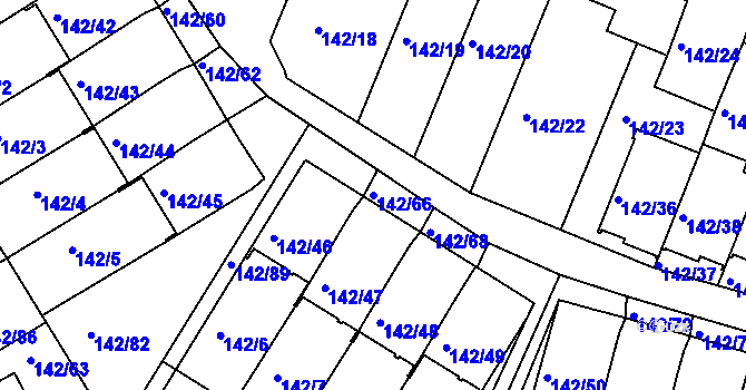 Parcela st. 142/66 v KÚ Starý Harcov, Katastrální mapa