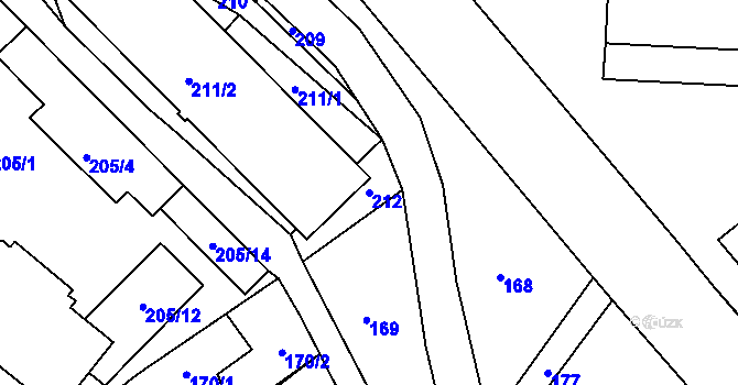 Parcela st. 212 v KÚ Starý Harcov, Katastrální mapa