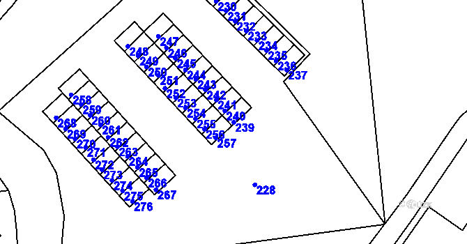 Parcela st. 239 v KÚ Starý Harcov, Katastrální mapa