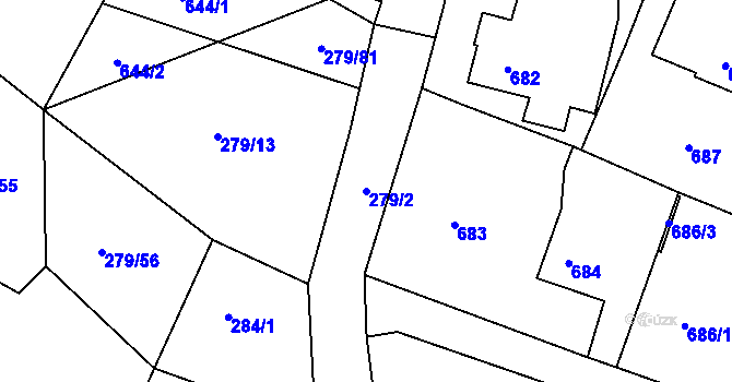 Parcela st. 279/2 v KÚ Starý Harcov, Katastrální mapa