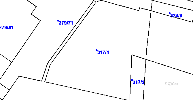 Parcela st. 317/4 v KÚ Starý Harcov, Katastrální mapa