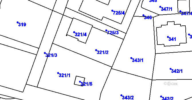 Parcela st. 321/2 v KÚ Starý Harcov, Katastrální mapa