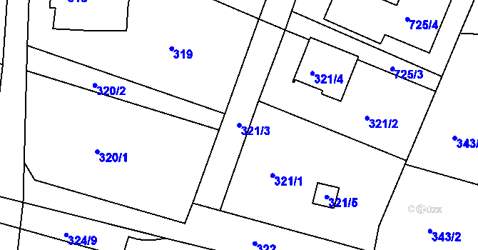 Parcela st. 321/3 v KÚ Starý Harcov, Katastrální mapa
