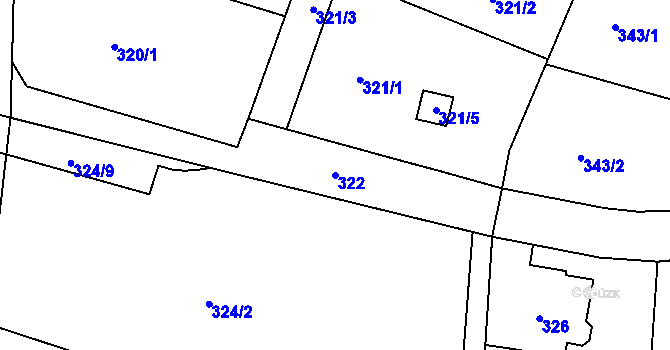 Parcela st. 322 v KÚ Starý Harcov, Katastrální mapa