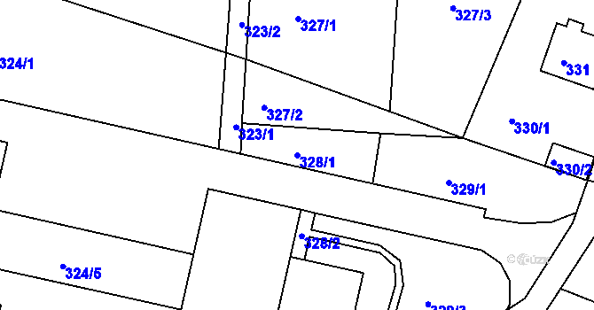 Parcela st. 328/1 v KÚ Starý Harcov, Katastrální mapa