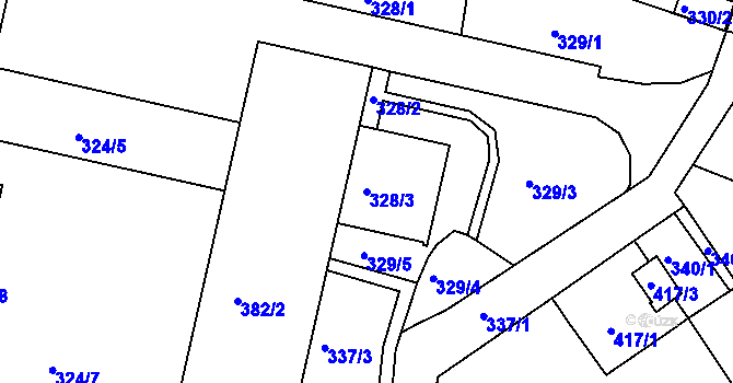 Parcela st. 328/3 v KÚ Starý Harcov, Katastrální mapa