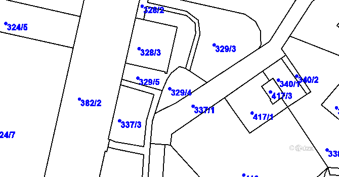 Parcela st. 329/4 v KÚ Starý Harcov, Katastrální mapa