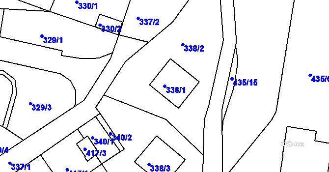 Parcela st. 338/1 v KÚ Starý Harcov, Katastrální mapa