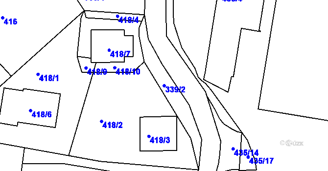 Parcela st. 339/2 v KÚ Starý Harcov, Katastrální mapa