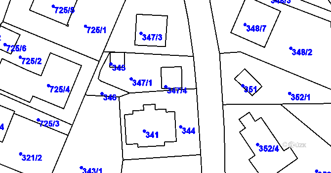 Parcela st. 347/4 v KÚ Starý Harcov, Katastrální mapa