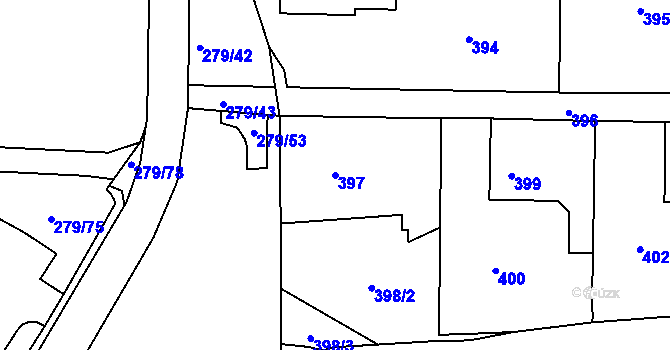Parcela st. 397 v KÚ Starý Harcov, Katastrální mapa