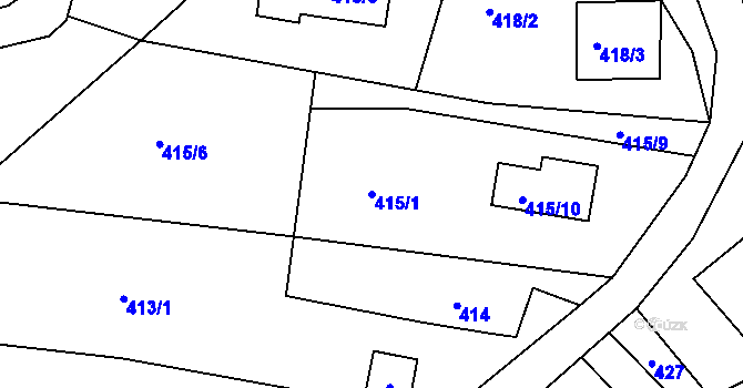 Parcela st. 415/1 v KÚ Starý Harcov, Katastrální mapa