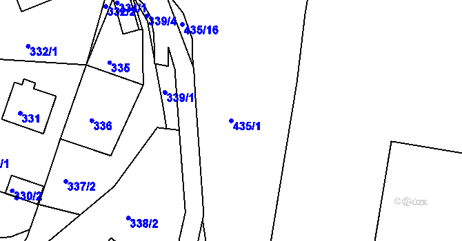 Parcela st. 435/1 v KÚ Starý Harcov, Katastrální mapa
