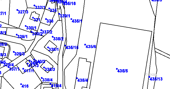 Parcela st. 435/6 v KÚ Starý Harcov, Katastrální mapa