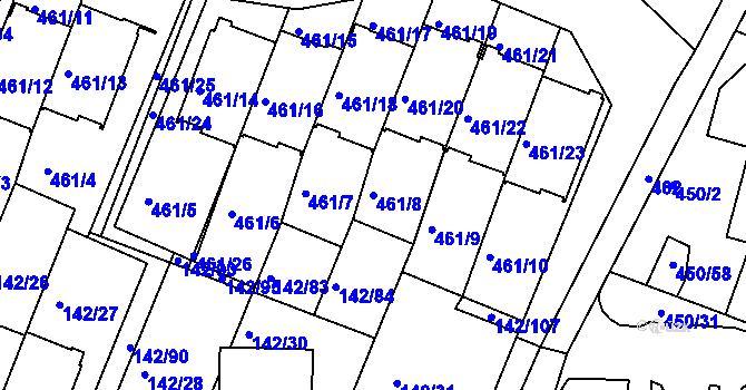 Parcela st. 461/8 v KÚ Starý Harcov, Katastrální mapa