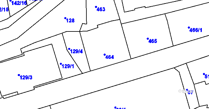 Parcela st. 464 v KÚ Starý Harcov, Katastrální mapa