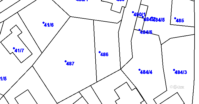 Parcela st. 486 v KÚ Starý Harcov, Katastrální mapa