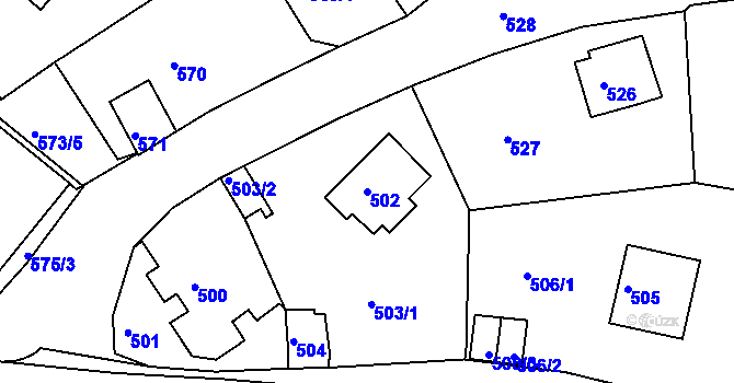 Parcela st. 502 v KÚ Starý Harcov, Katastrální mapa