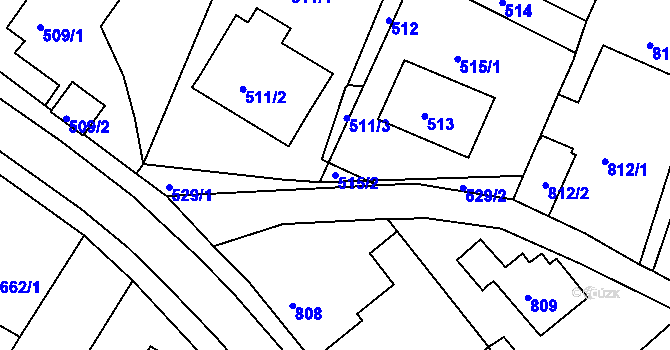 Parcela st. 515/2 v KÚ Starý Harcov, Katastrální mapa