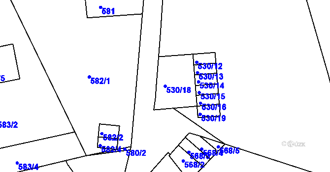 Parcela st. 530/18 v KÚ Starý Harcov, Katastrální mapa