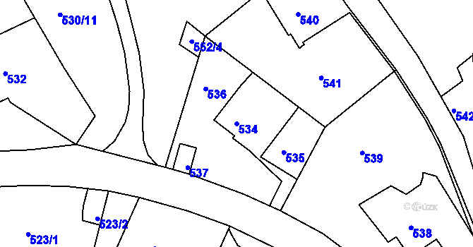 Parcela st. 534 v KÚ Starý Harcov, Katastrální mapa