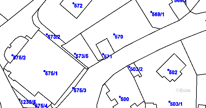 Parcela st. 571 v KÚ Starý Harcov, Katastrální mapa