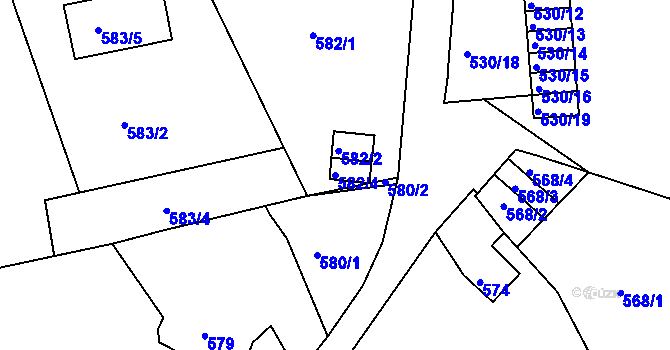 Parcela st. 582/4 v KÚ Starý Harcov, Katastrální mapa