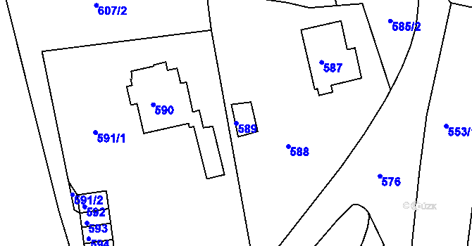 Parcela st. 589 v KÚ Starý Harcov, Katastrální mapa