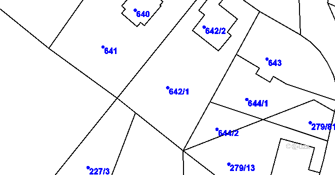 Parcela st. 642/1 v KÚ Starý Harcov, Katastrální mapa