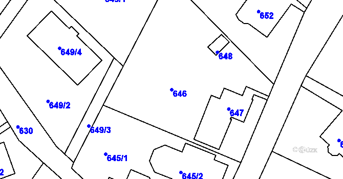 Parcela st. 646 v KÚ Starý Harcov, Katastrální mapa