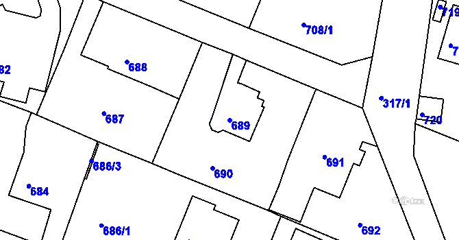 Parcela st. 689 v KÚ Starý Harcov, Katastrální mapa