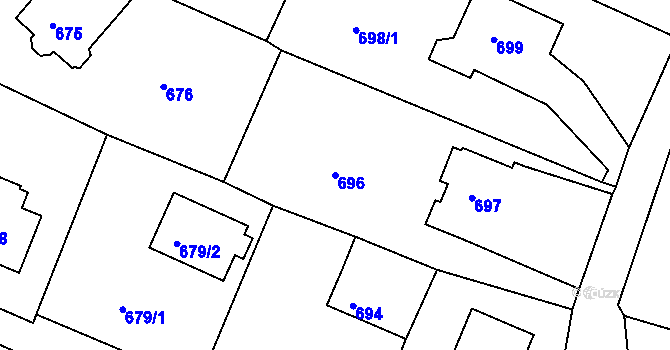 Parcela st. 696 v KÚ Starý Harcov, Katastrální mapa