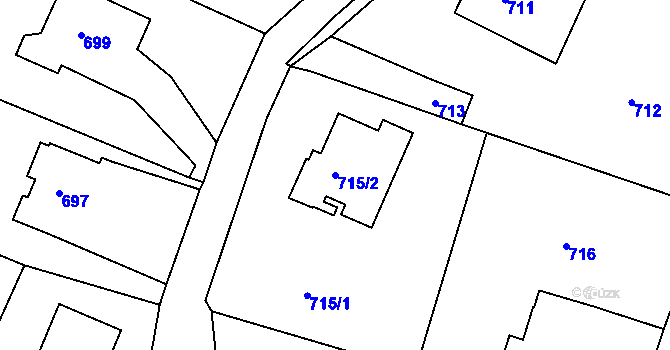 Parcela st. 715/2 v KÚ Starý Harcov, Katastrální mapa
