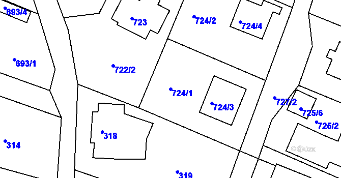 Parcela st. 724/1 v KÚ Starý Harcov, Katastrální mapa