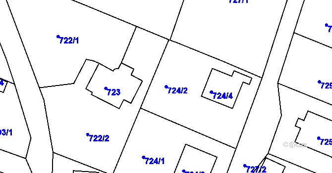 Parcela st. 724/2 v KÚ Starý Harcov, Katastrální mapa