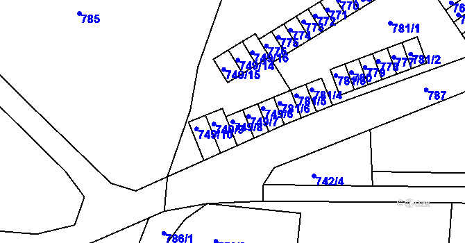 Parcela st. 749/8 v KÚ Starý Harcov, Katastrální mapa