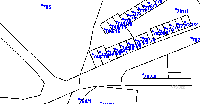 Parcela st. 749/9 v KÚ Starý Harcov, Katastrální mapa