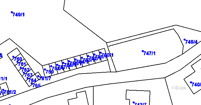 Parcela st. 750/1 v KÚ Starý Harcov, Katastrální mapa