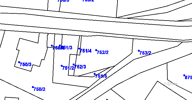 Parcela st. 752/2 v KÚ Starý Harcov, Katastrální mapa