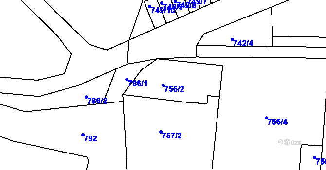 Parcela st. 756/2 v KÚ Starý Harcov, Katastrální mapa