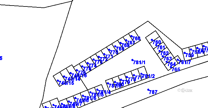 Parcela st. 771 v KÚ Starý Harcov, Katastrální mapa