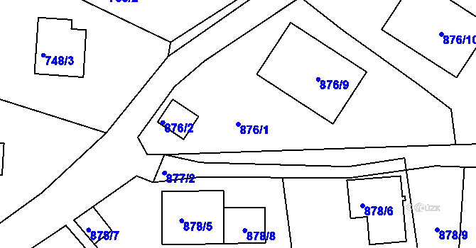 Parcela st. 876/1 v KÚ Starý Harcov, Katastrální mapa