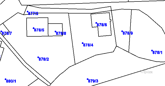 Parcela st. 878/4 v KÚ Starý Harcov, Katastrální mapa