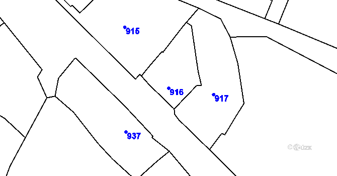 Parcela st. 916 v KÚ Starý Harcov, Katastrální mapa